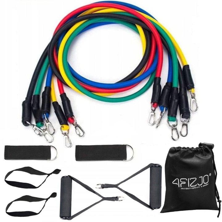 4FIZJO Exercise Resistance Bands with Handles Set of 5 Elastic Fitness Rubber Bands (2)