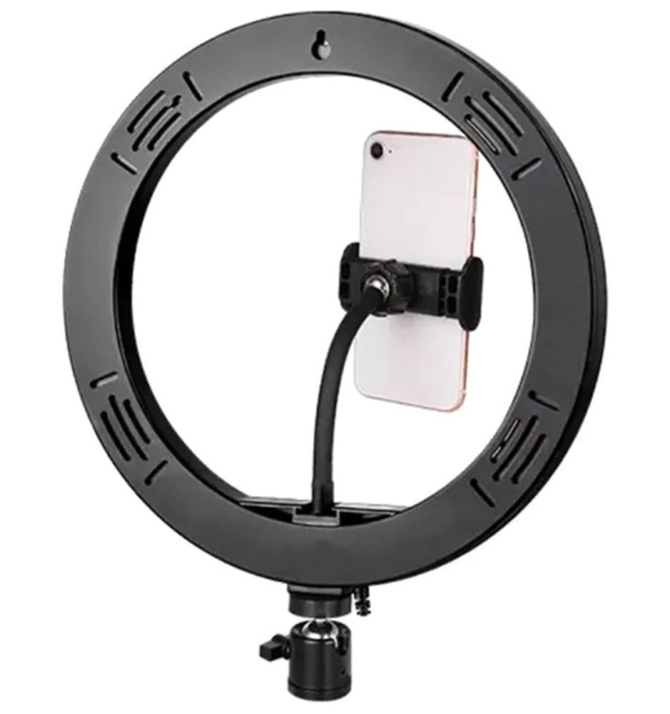 Vlogging Ring Photo Video Light Lamp 30cm with Tripod Mount 2.1m and 3 Phone Slots (3)