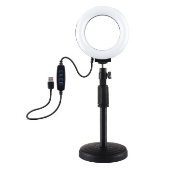 Puluz LED Ring Light Photo Video Table Lamp with Adjustable Base, Black