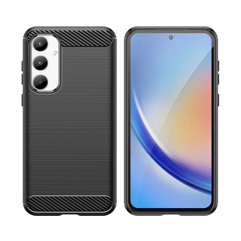 Samsung Galaxy A35 ( SM-A356E/DS ) Carbon Flexible Cover TPU Case, Black (1)