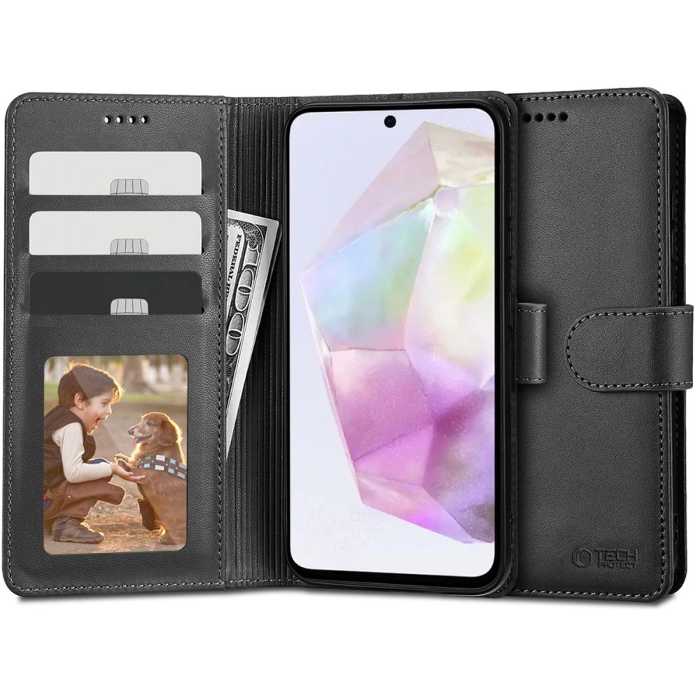 Samsung Galaxy A35 ( SM-A356E/DS ) Tech-Protect Wallet Book Case Cover, Black