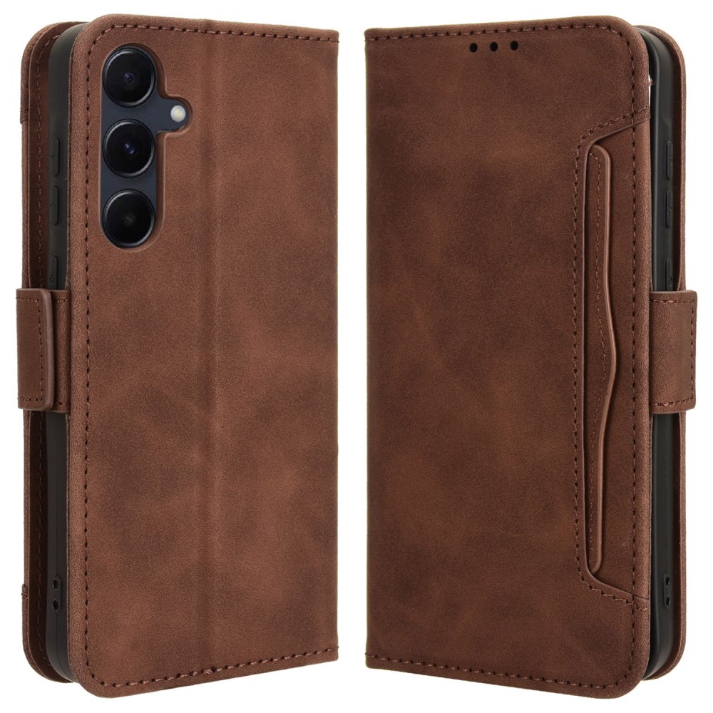 Samsung Galaxy A35 ( SM-A356E/DS ) Multiple Card Slots Design Wallet Stand Leather Book Case Cover, Brown (0)