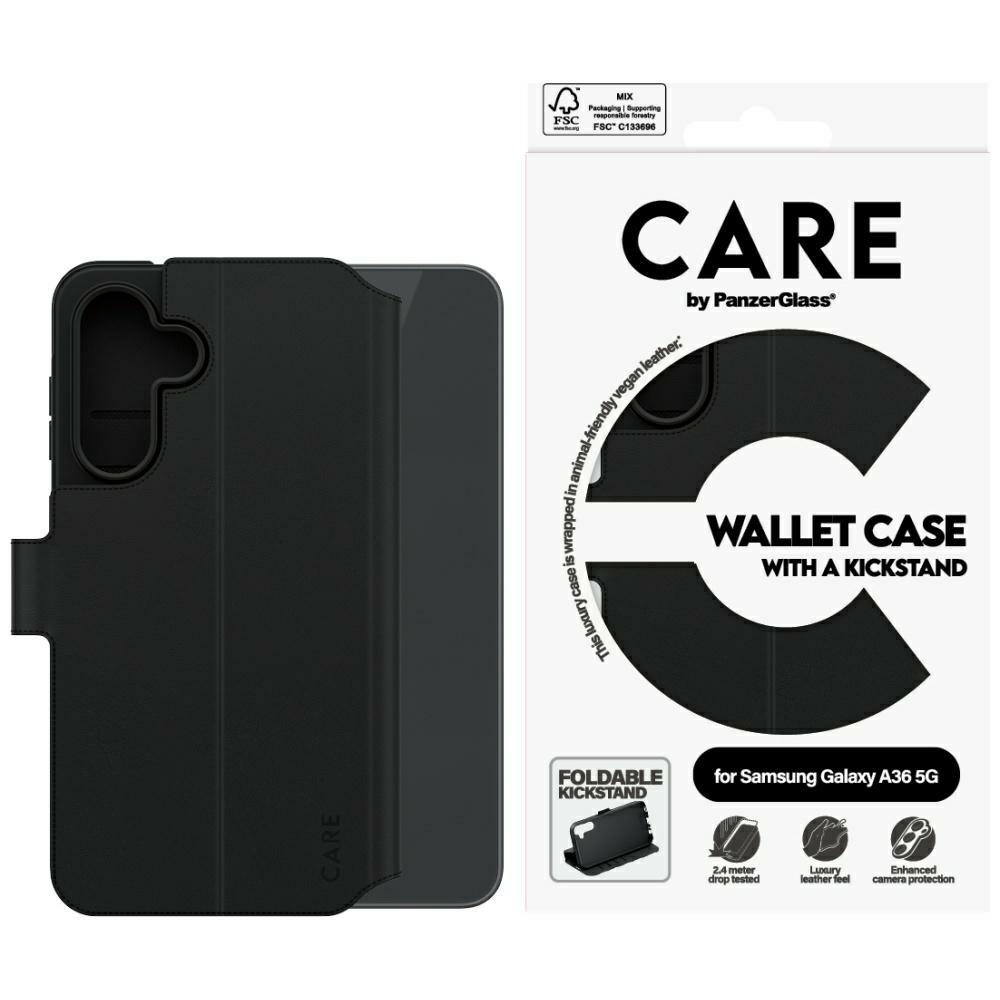 CARE by PanzerGlass Feature Wallet Kickstand Phone Case Cover Samsung Galaxy A36 5G - Black