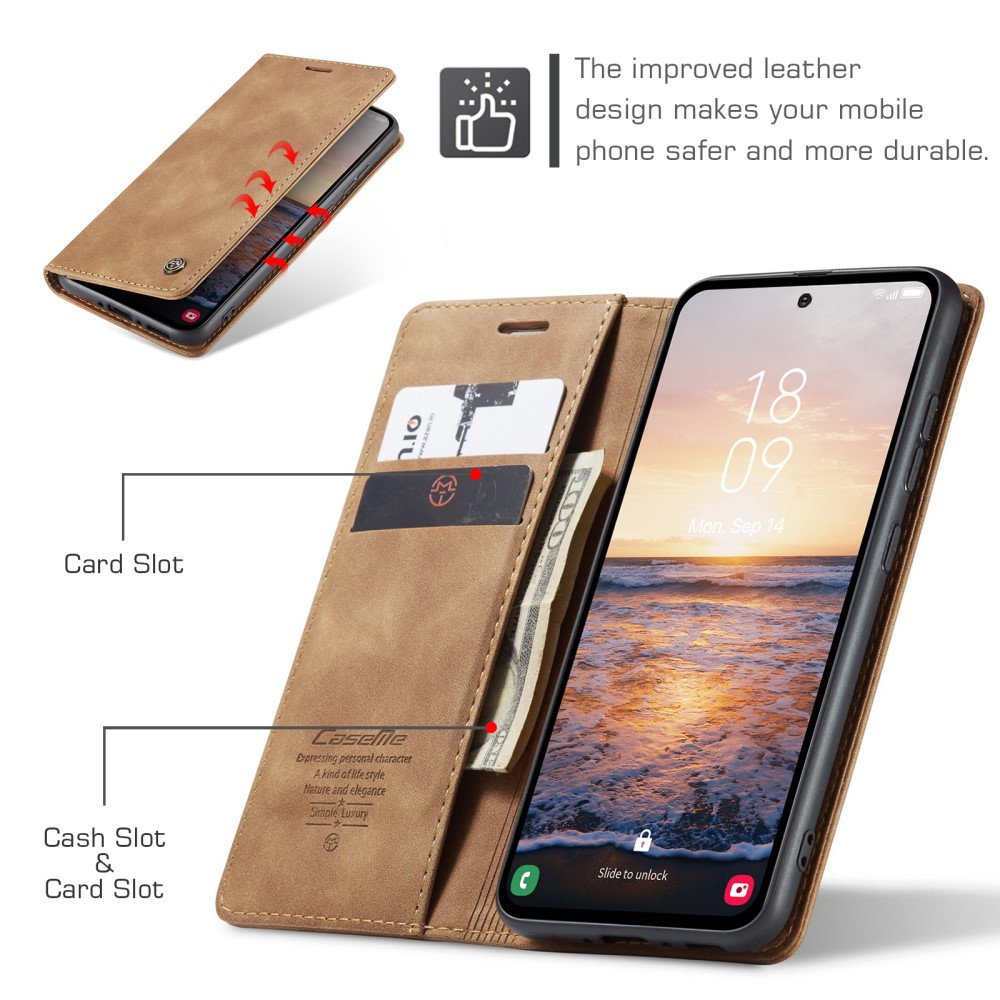 Samsung Galaxy A54 (SM-A546) CASEME Wallet Magnetic Leather Case Cover, Coffee (4)