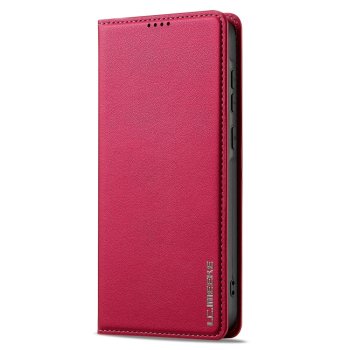 Samsung Galaxy A55 ( SM-A556B/DS ) LC.IMEEKE PU Leather Wallet Protective Book Case Cover, Red