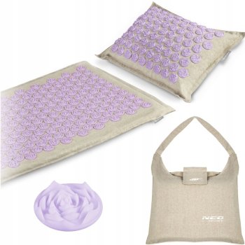 NEO Sport NS-902 Acupressure Acupuncture Massage Mat Set with Pillow, 70x44cm, Grey-Lavender