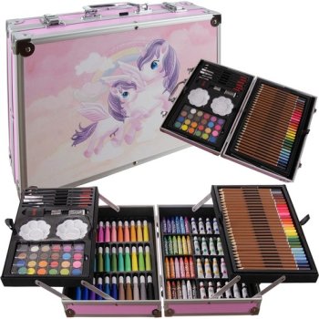 Art Set Kit (145 pcs.) for Painting with Metal Suitcase, unicorn