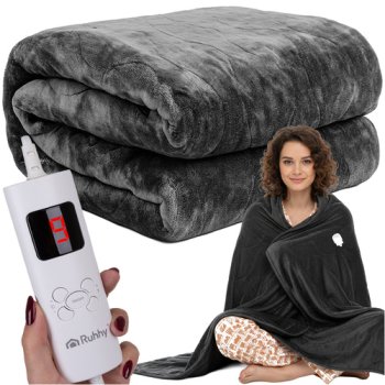 Ruhhy Electric Heated Blanket Throw 180x130cm, 26202, Black