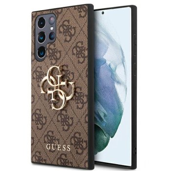 Guess GUHCS22L4GMGBR S908 S22 Ultra brown hardcase 4G Big Metal Logo
