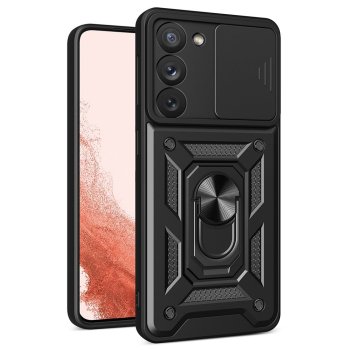 Samsung Galaxy S23 (SM-S911) Armor Guard TPU Hybrid Camshield Case Cover, Black