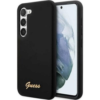 Guess Samsung Galaxy S23 Case Silicone Vintage Gold Logo, Black