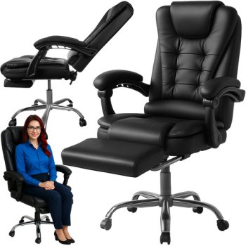 Ergonomic Reclining Office Chair with Footrest Malatec 26195, Black