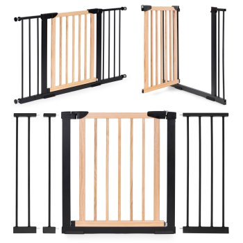 ECOTOYS Baby Safety Gate for Stairs and Doorways 74-130 cm Metal and Wood