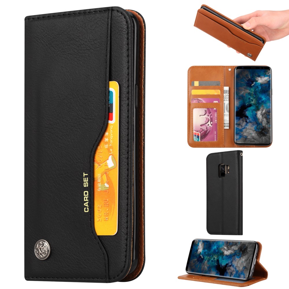 Samsung Galaxy S9 (G960F/DS) PU Leather Wallet Book Case Cover, Black (0)