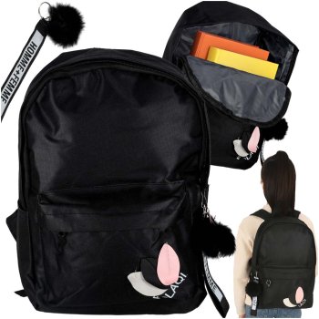 Single Compartment Teen School Backpack, Black