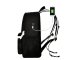 Luminous Reflective Teen School Backpack with USB Port, Black