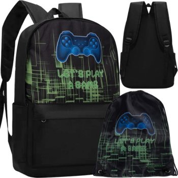 Gaming School Backpack with Shoe Bag 22L, Kruzzel 24532, Black