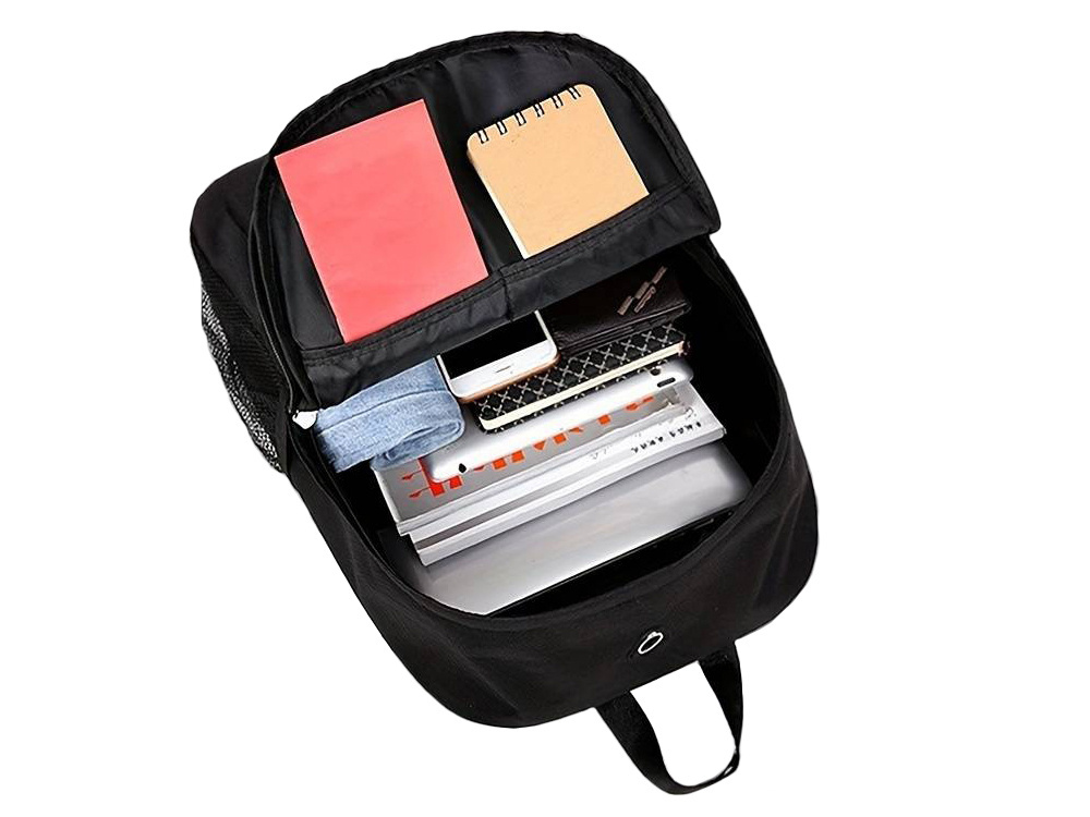 Luminous Reflective Teen School Backpack with USB Port, Black (0)