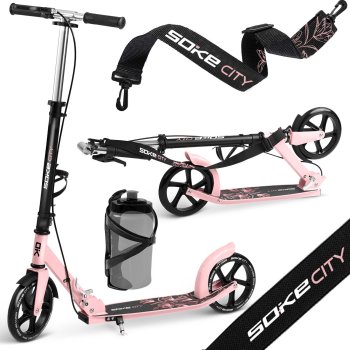 Soke City Black & Pink Kick Scooter - Stylish Durable Ride for Kids Teens