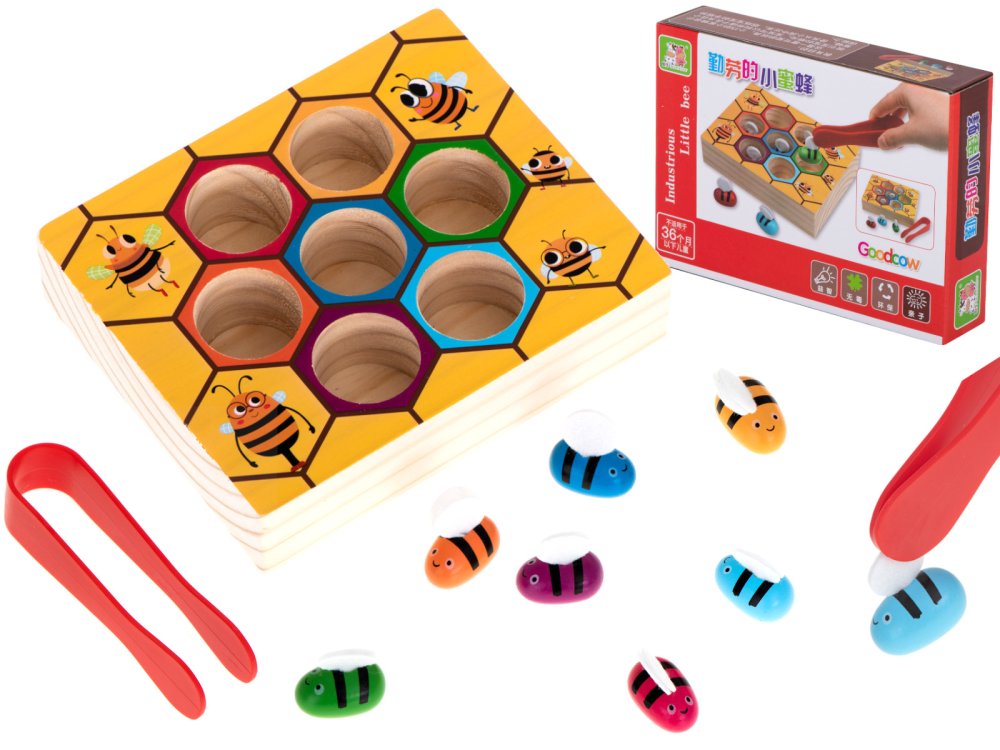 Educational children's game with honeycombs, bees (3)