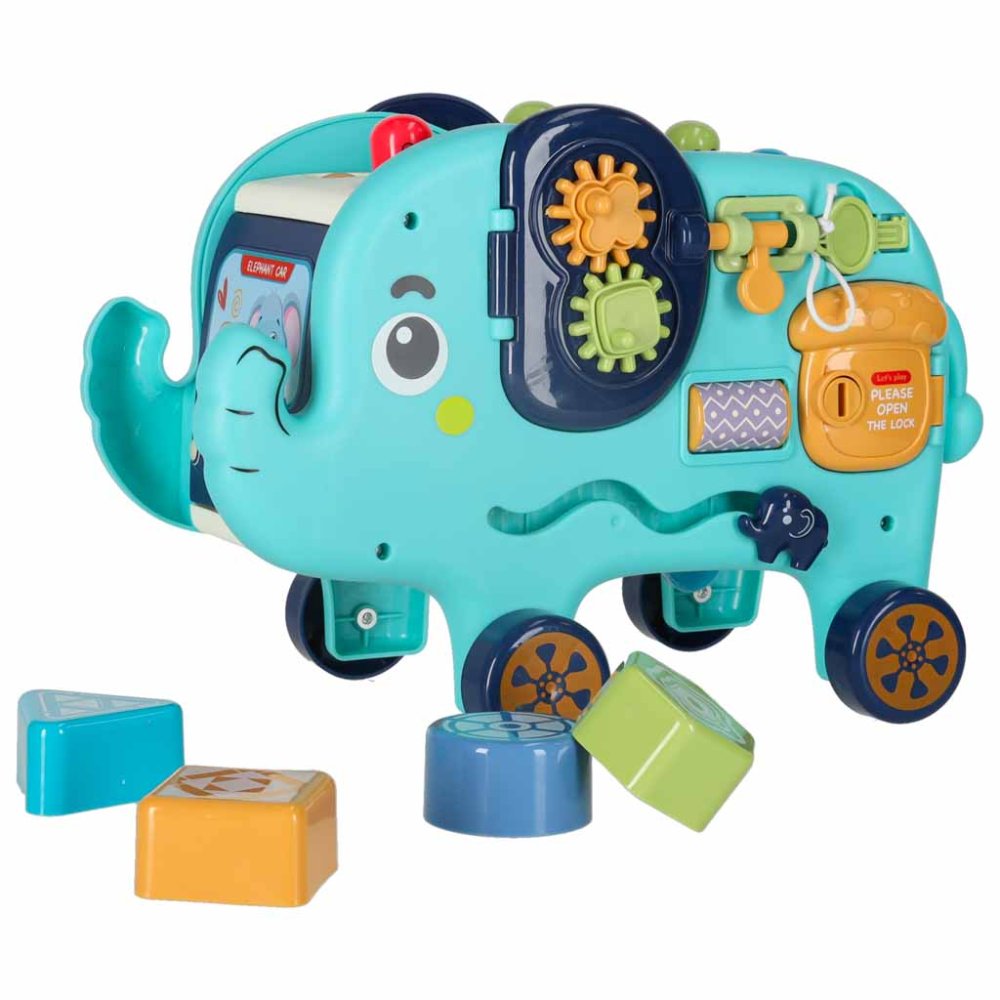 Montessori Elephant Shape Sorter Toy with Pounding Bench and Hammer 26 cm (3)