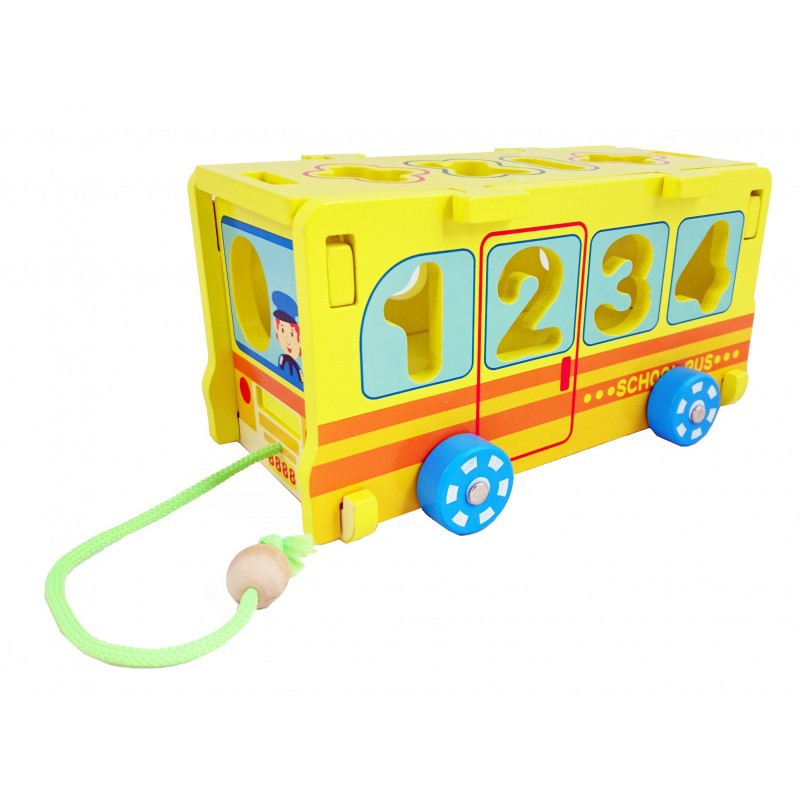 Wooden Number Puzzle Bus Sorter with Pull Along String (2)