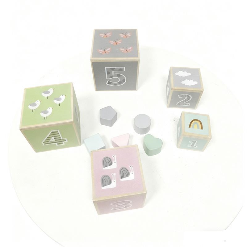 Wooden Stacking Blocks with Shape Sorter Nesting Toy for Toddlers (1)