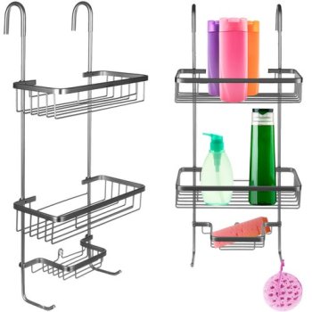 Hanging Shower Caddy Shelf Organizer, No-Drilling, Silver