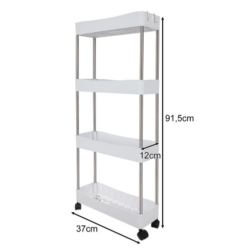 Ruhhy 4-Tier Slim Storage Cart on Wheels for Kitchen & Bathroom 24291, White (1)