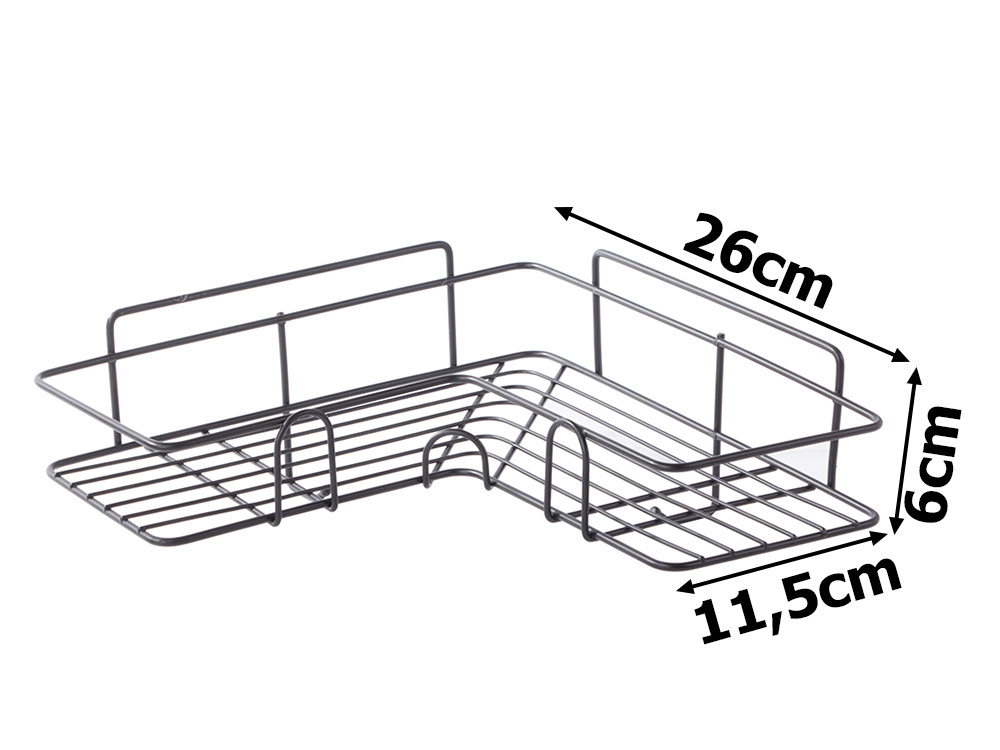Loft corner bathroom shower shelf hanging hook black (2)