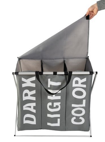 Organizer Laundry Basket with 3 Compartments with Handles, 130L (0)