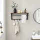 Wall-Mounted Shelf with Hooks for Entryway and Bathroom Clothes Hanger Coat Rack