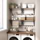Wall-Mounted Shelf with Hooks for Entryway and Bathroom Clothes Hanger Coat Rack