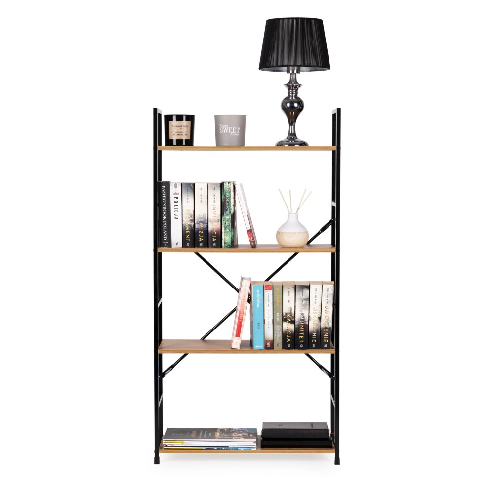 Wide Industrial 4-Tier Shelving Unit Bookshelf ModernHome (2)