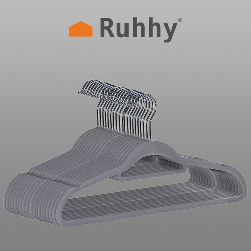 Ruhhy 22535 Velvet Clothes Hangers, 20 Pack, Grey (0)
