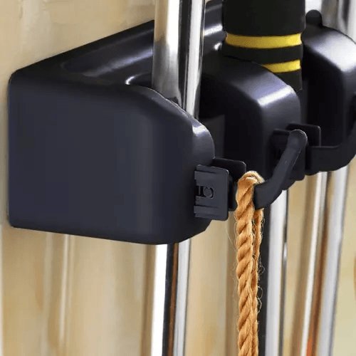 Wall-mounted Hanger House Cleaning Tool (mop, broom) Holder / Garden Tool Storage / Garage Organizer, Black (6)