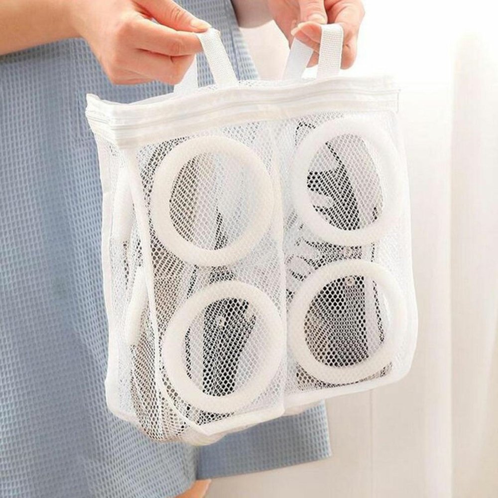 Shoe laundry mesh bag with zipper, white (2)
