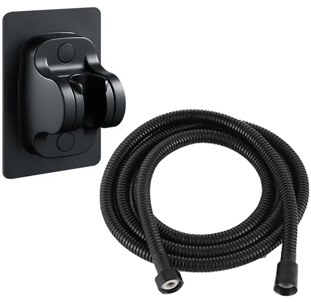 Shower Head with Hose and Wall Mount, Black (2)