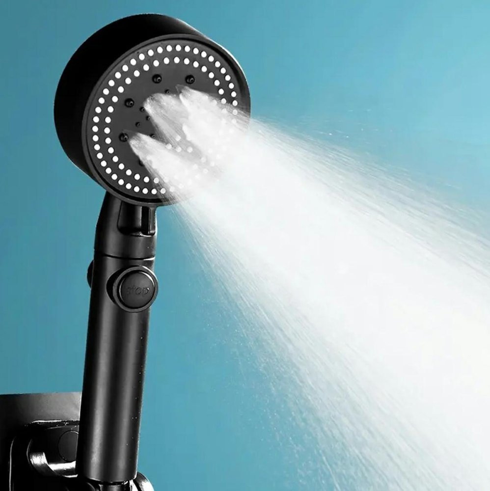 Shower Head, 5 Modes, STOP, Black, without Hose (0)