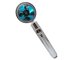Shower head with turbine, replaceable filter and fan, silver/blue