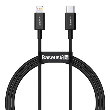 Baseus Superior USB Type C to Apple iPhone Lightning Data Charging Cable, PD, 20W, 1m, Black