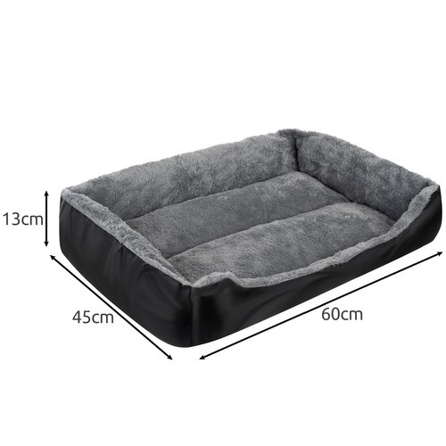 Purlov Washable Pet Bed for Dogs and Cats 60x45cm, Grey Black (1)