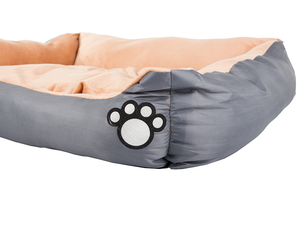 Plush Sofa Pet Bed for Dogs and Cats with Cushion, L, Grey (1)