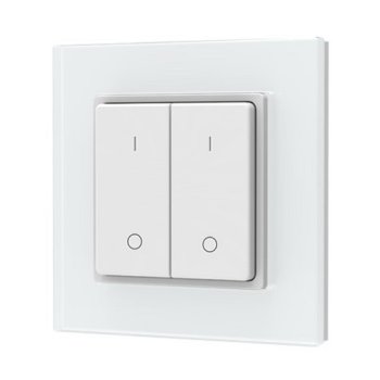RF LED Dimmer Remote Control PF1-2(G) - 2 Zones, Glass Panel, Wall Mount