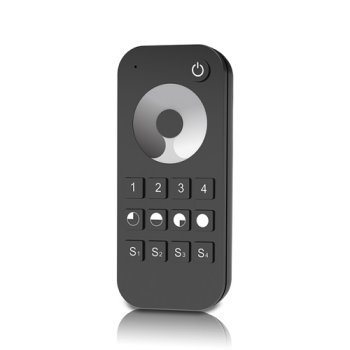 4-Zone LED Dimmer Remote Control RT6 RF 2.4GHz Touch Wheel Black