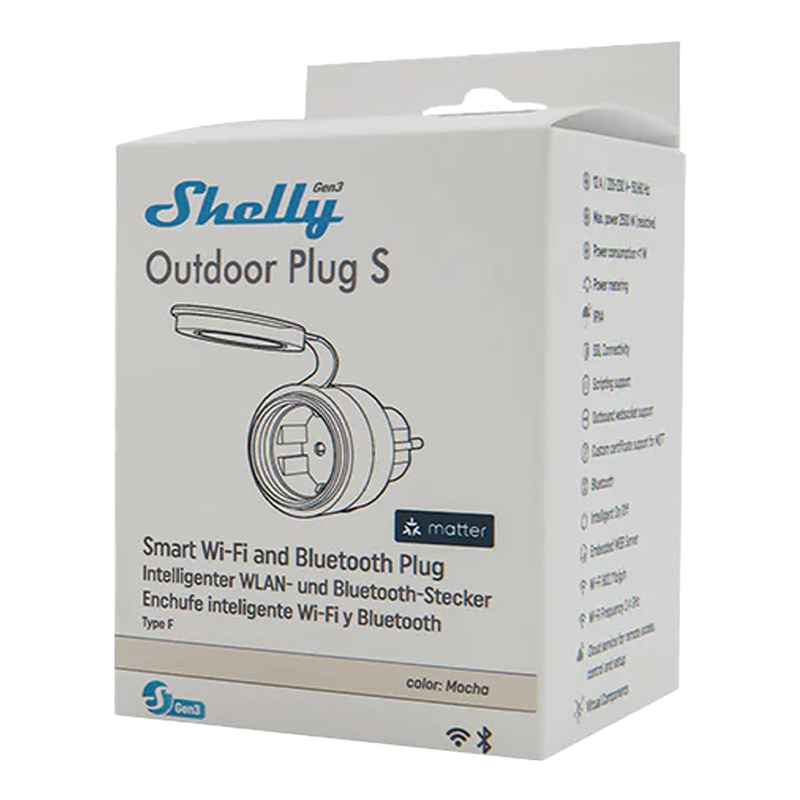 Smart Outdoor Socket Shelly Plug S MTR Gen3 IP44 12A Matter (2)