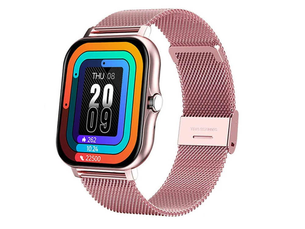 Smartwatch with Bluetooth Calls and Sports Modes, Rubber Strap, Pink (0)