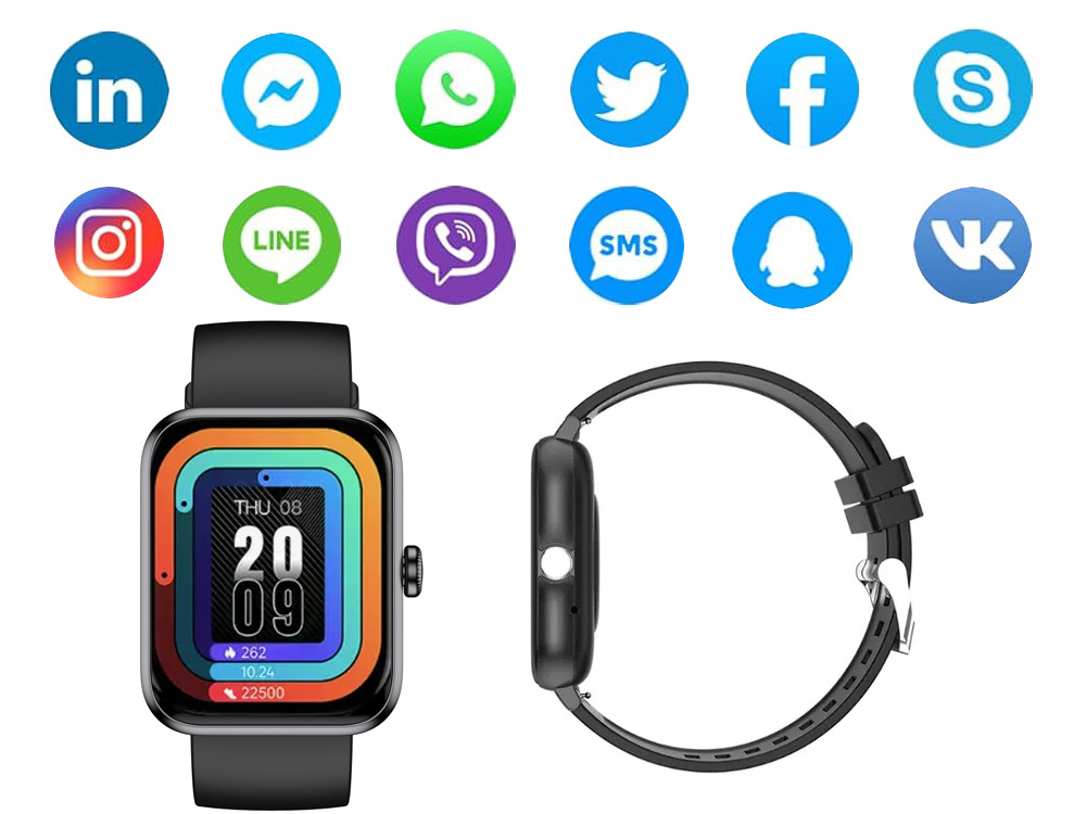 Smartwatch with Bluetooth Calls and Sports Modes, Rubber Strap, Pink (2)