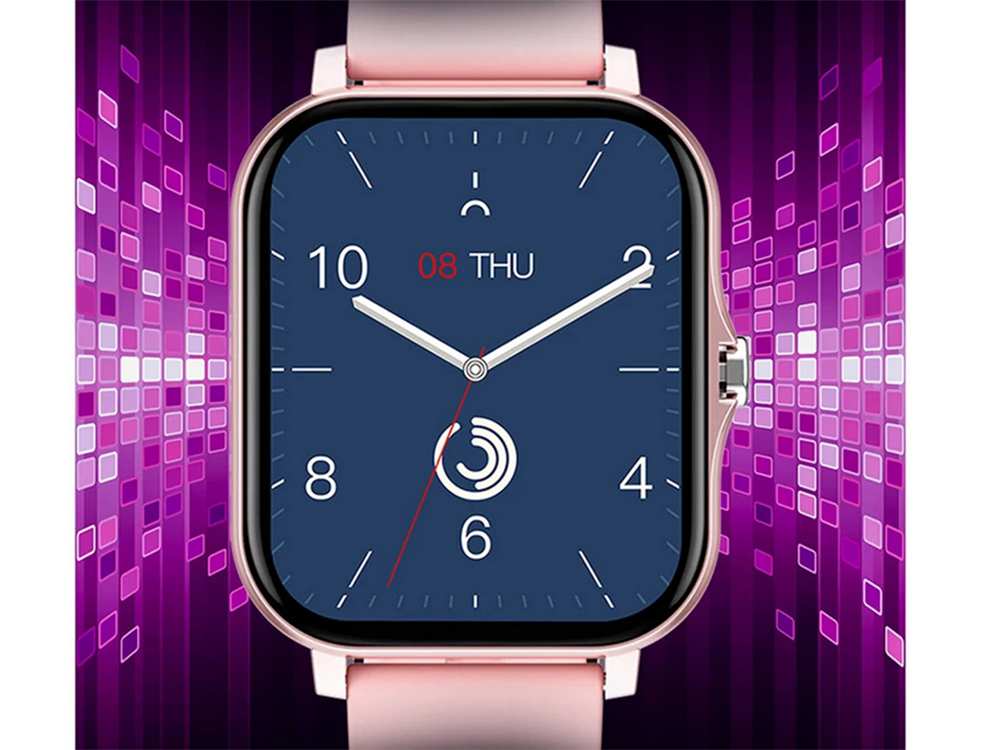 Smartwatch with Bluetooth Calls and Sports Modes, Rubber Strap, Pink (3)