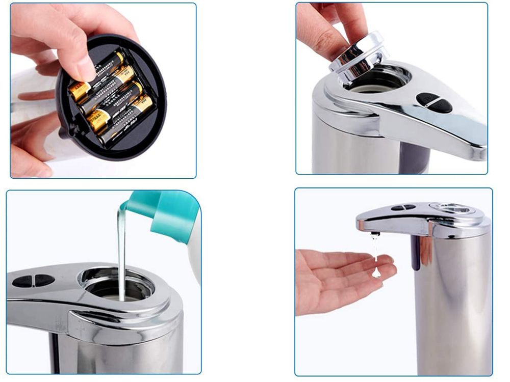 Automatic Touchless Liquid Soap Dispenser with Motion Sensor, 200 ml, Silver (11)